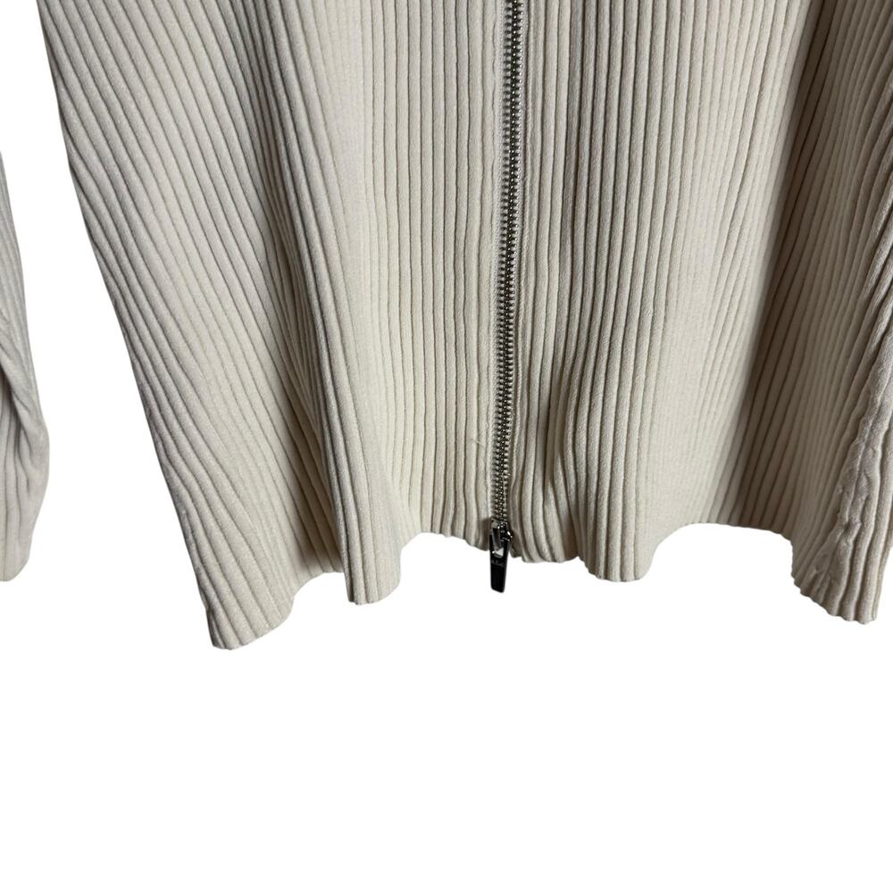 A.L.C. Noa Cream Ribbed Knit Zip Up Cardigan Sweater Size Large - Picture 8 of 12